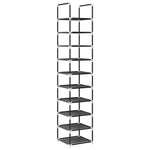 Fekete nem szőtt szövetből cipőállvány 10 szintes 33x33x174 cm 2