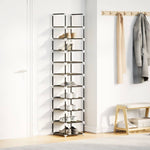 Fekete nem szőtt szövetből cipőállvány 10 szintes 33x33x174 cm 3