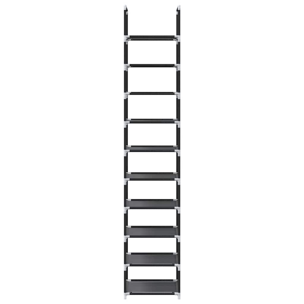 Fekete nem szőtt szövetből cipőállvány 10 szintes 33x33x174 cm 5