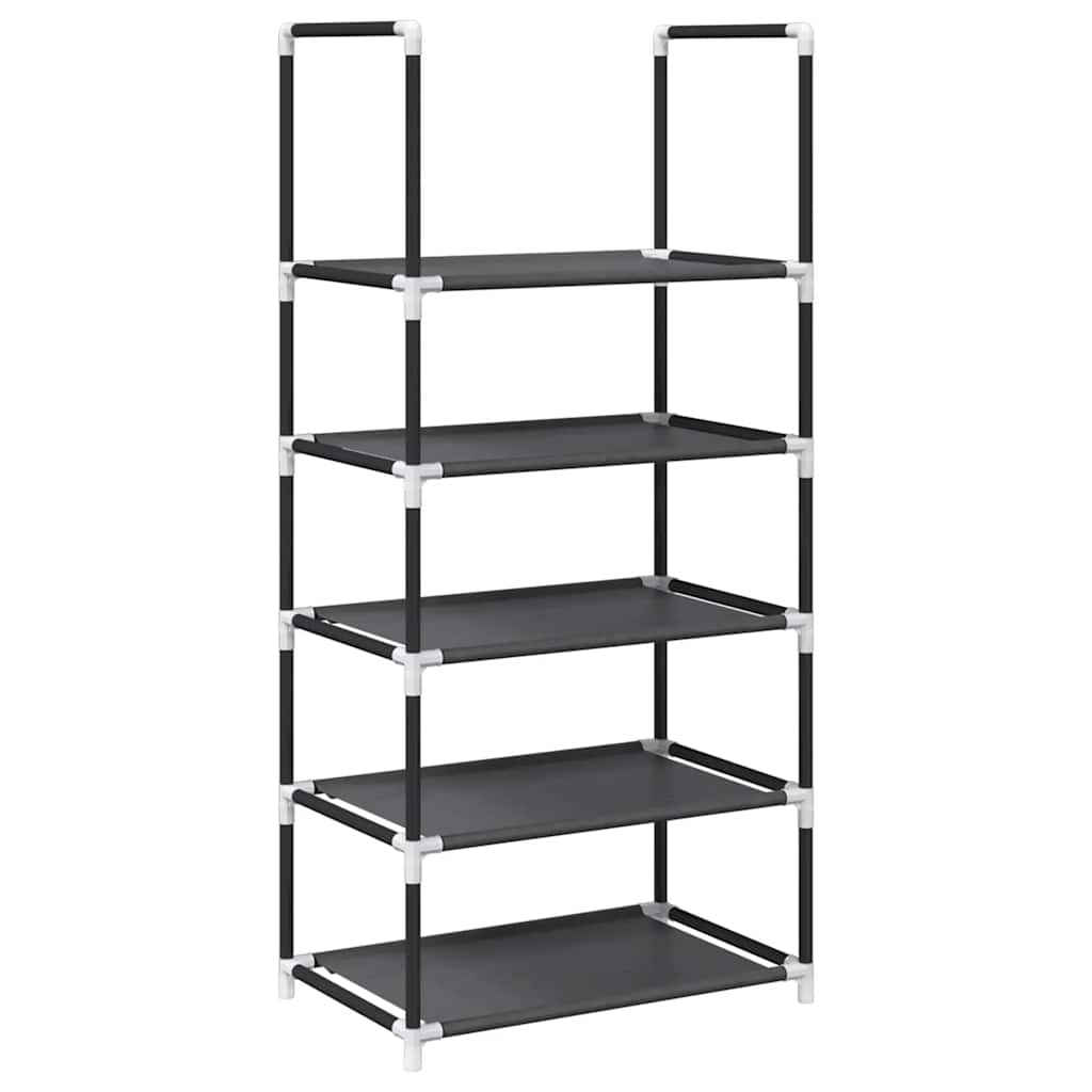 Fekete nem szőtt szövetből cipőállvány 5 szintes 44x28x94 cm 2