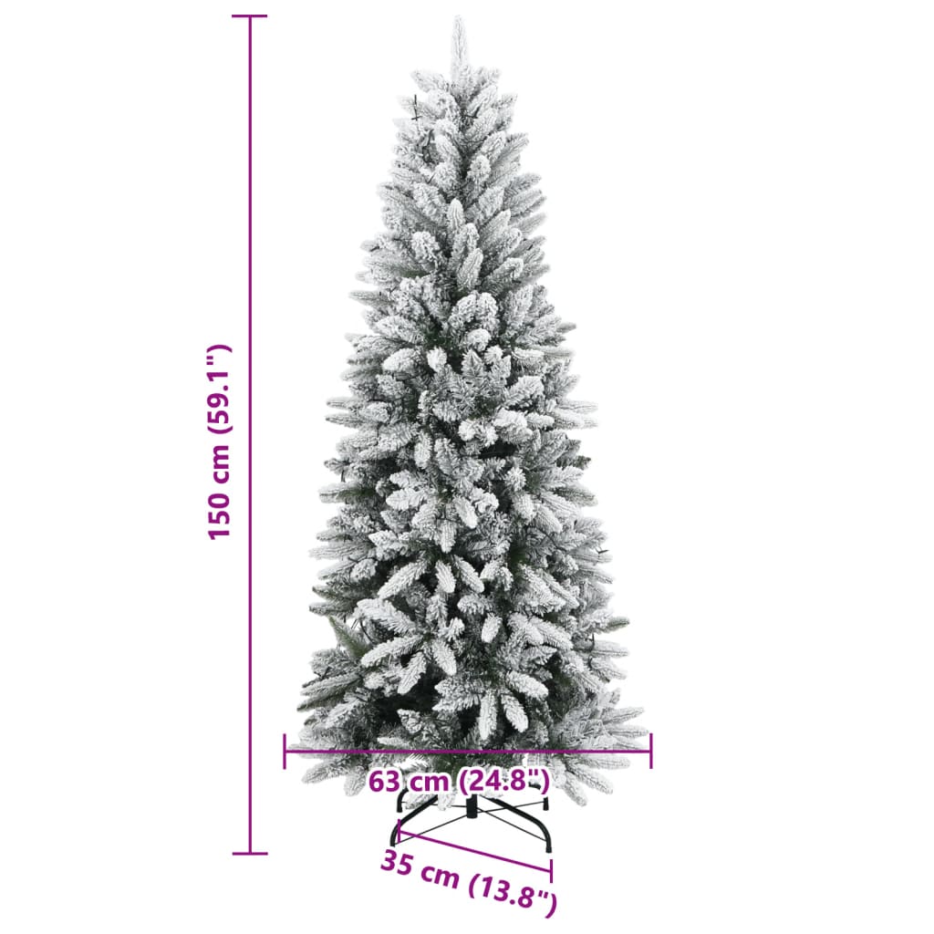 Műkarácsonyfa 150 LED-del és hóval 150 cm 11