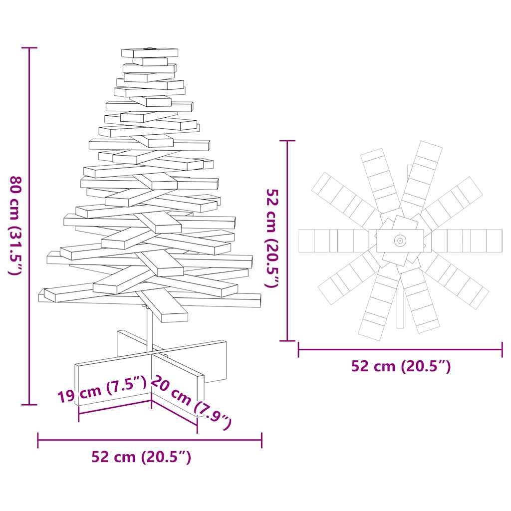 Fehér tömör fenyőfa karácsonyfa-dekoráció 80 cm 8