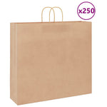 250 db barna papírzacskók fogantyúkkal 54x15x49 cm