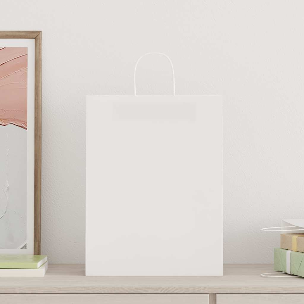 250 db fehér papírzacskók fogantyúkkal 32x12x42 cm 2