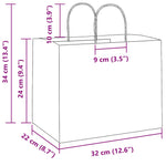 250 db fehér papírzacskók fogantyúkkal 32x22x24 cm 11