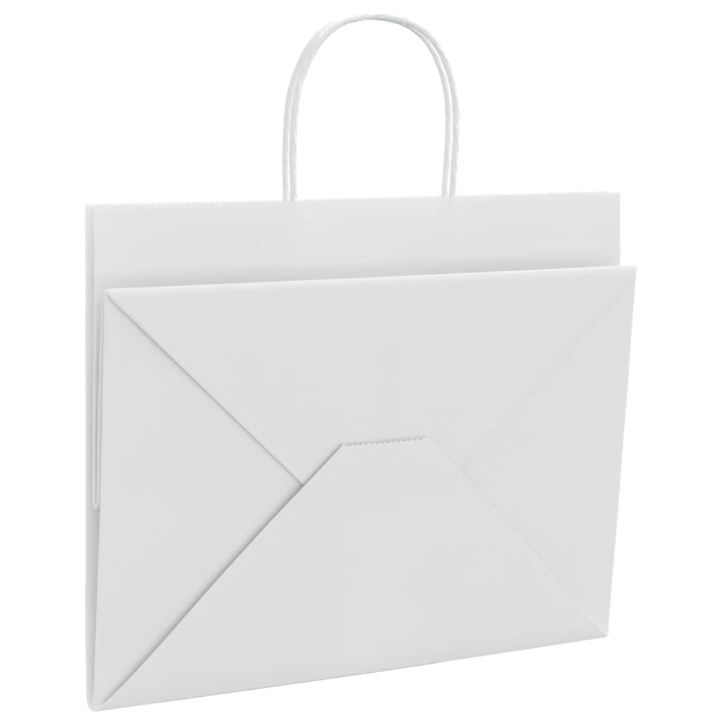 250 db fehér papírzacskók fogantyúkkal 32x22x24 cm 9