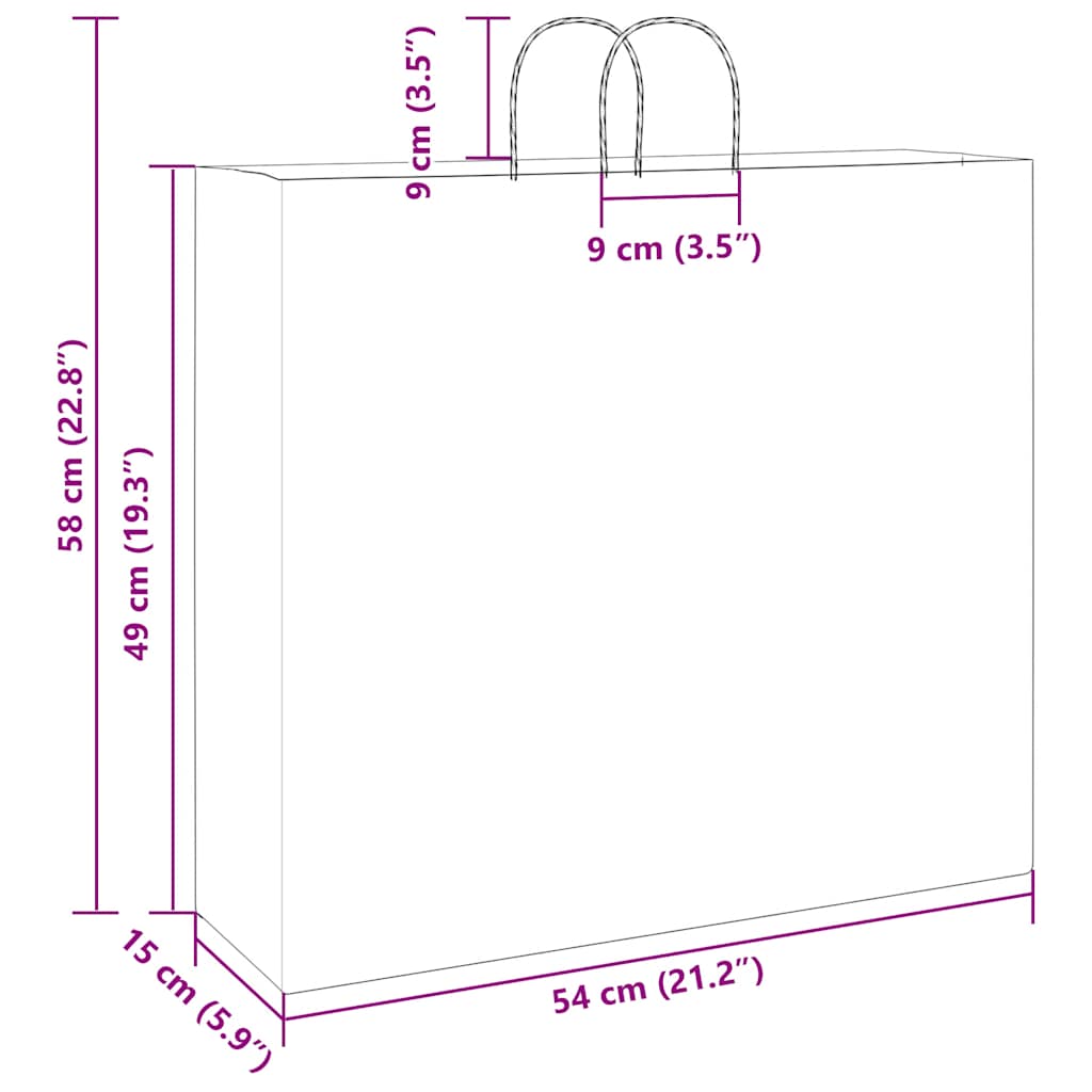 250 db kék papírzacskók fogantyúkkal 54x15x49 cm 11