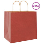 250 db piros papírzacskók fogantyúkkal 26x17x25 cm