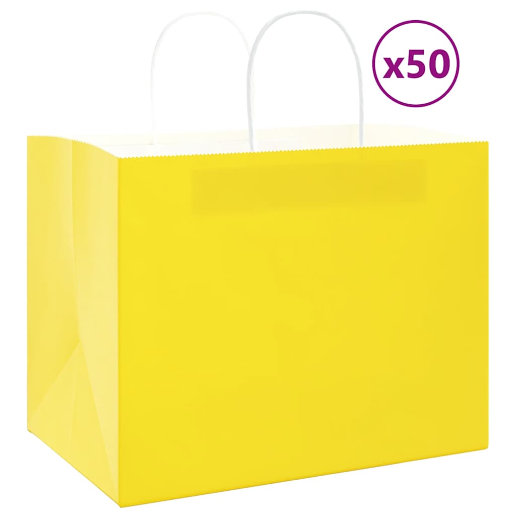 50 db sárga papírzacskók fogantyúkkal 32x22x24 cm