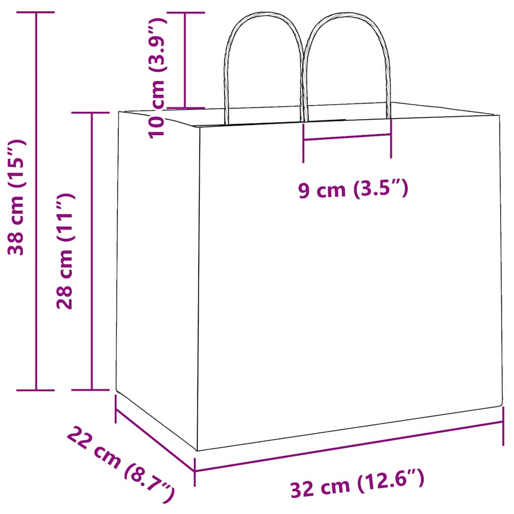 50 db sárga papírzacskók fogantyúkkal 32x22x28 cm 11