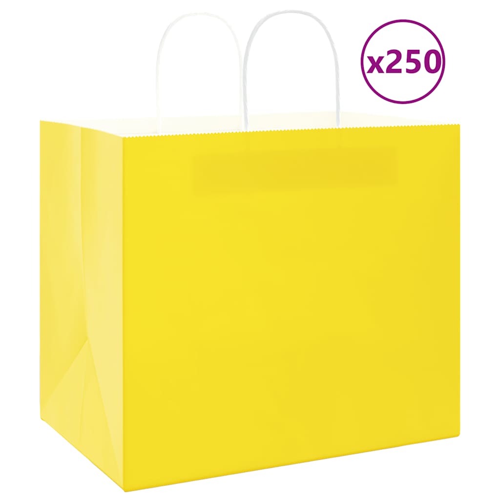 250 db sárga papírzacskók fogantyúkkal 32x22x28 cm