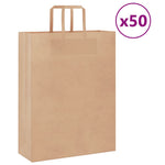 50 db barna papírzacskók fogantyúkkal 32x12x42 cm