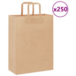 250 db barna papírzacskók fogantyúkkal 26x12x35 cm