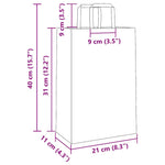 250 db sárga papírzacskók fogantyúkkal 21x11x31 cm 11