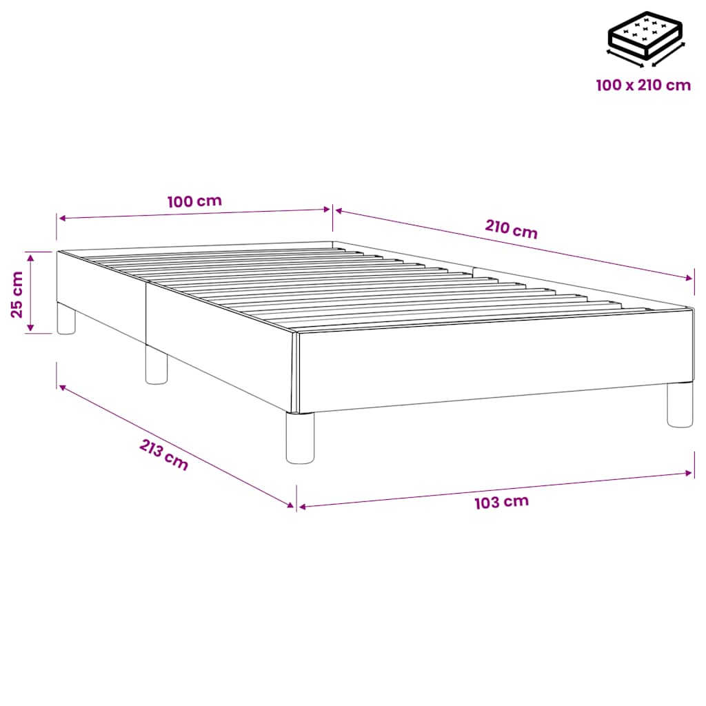 Fekete bársony rugós ágy matrac nélkül 100x210 cm 10
