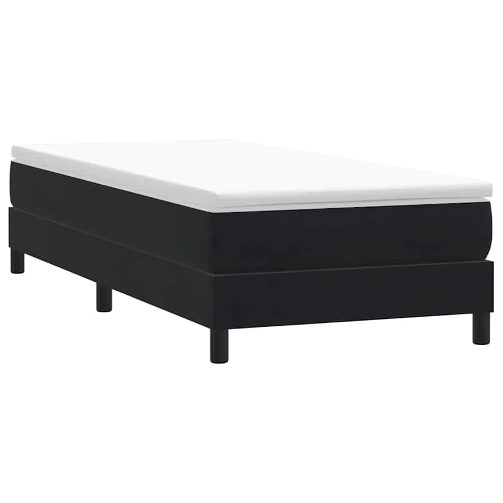 Fekete bársony rugós ágy matrac nélkül 100x210 cm