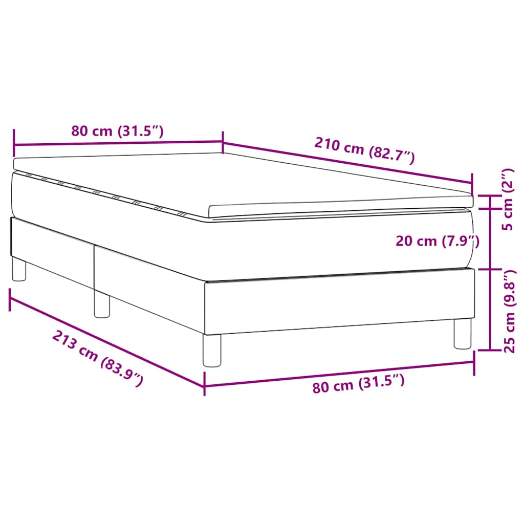 Világosszürke bársony rugós ágy matraccal 80x210 cm 11