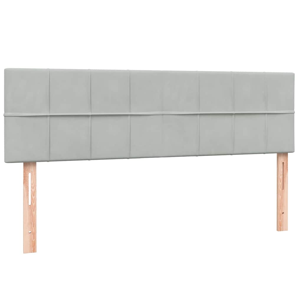Világosszürke bársony rugós ágy matraccal 160x210 cm 6