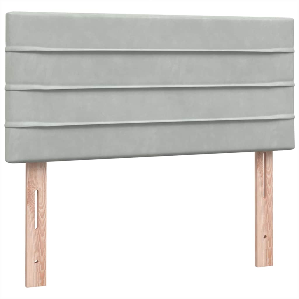 Világosszürke bársony rugós ágy matraccal 80x210 cm 5