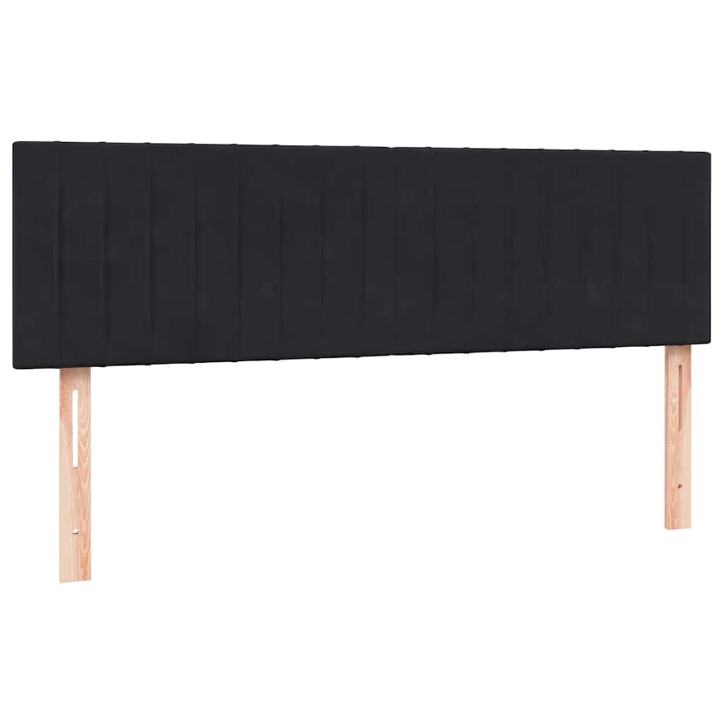Fekete bársony rugós ágy matraccal 160x210 cm 6