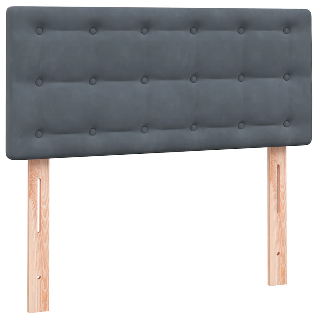 Sötétszürke bársony rugós ágy matraccal 80x210 cm 6
