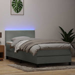 Világosszürke bársony rugós és LED-es ágy matraccal 90x220 cm 4