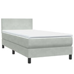 Világosszürke bársony rugós és LED-es ágy matraccal 90x220 cm 5