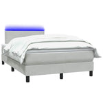 Világosszürke bársony rugós és LED-es ágy matraccal 120 x 210 cm 3