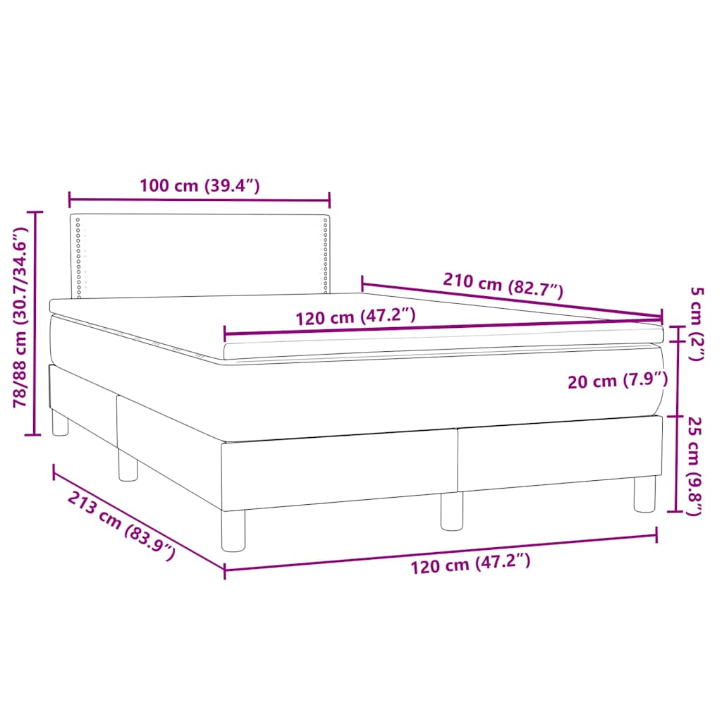 Világosszürke bársony rugós és LED-es ágy matraccal 120 x 210 cm 16