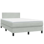 Világosszürke bársony rugós és LED-es ágy matraccal 120 x 210 cm 5