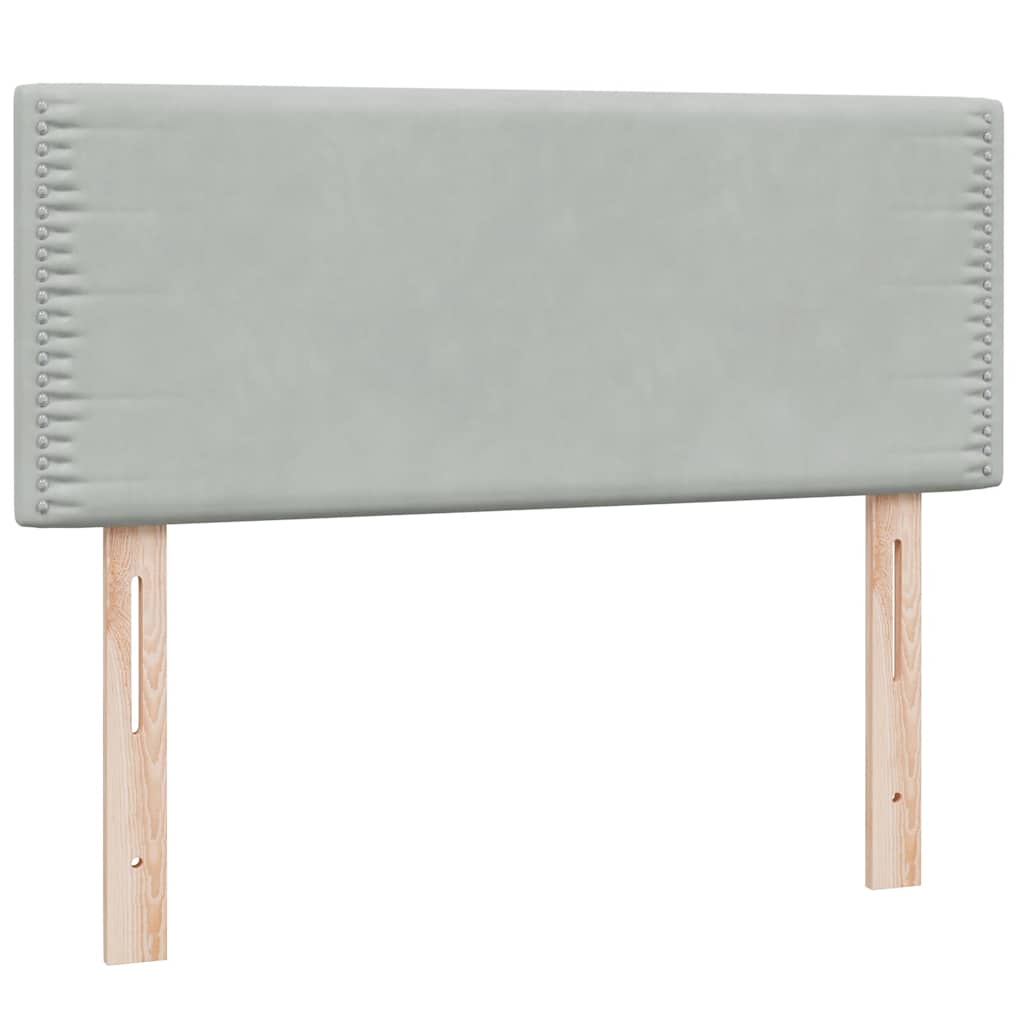 Világosszürke bársony rugós és LED-es ágy matraccal 120 x 210 cm 7