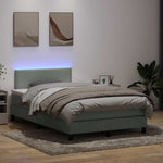 Világosszürke bársony rugós és LED-es ágy matraccal 120 x 210 cm