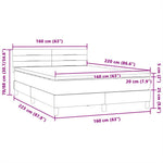 Világosszürke bársony rugós és LED-es ágy matraccal 160x220 cm 16