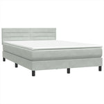 Világosszürke bársony rugós és LED-es ágy matraccal 160x220 cm 5