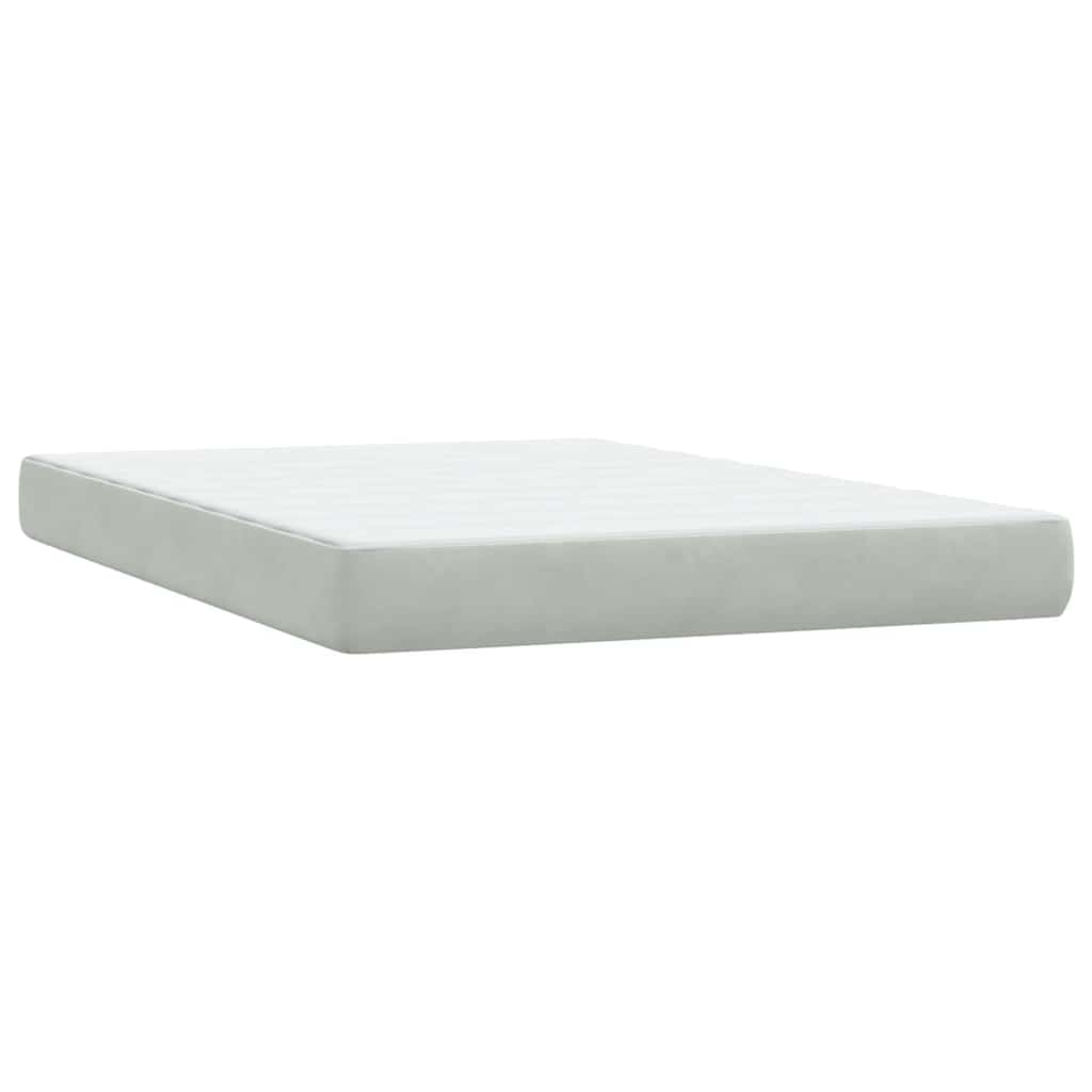 Világosszürke bársony rugós és LED-es ágy matraccal 160x220 cm 7