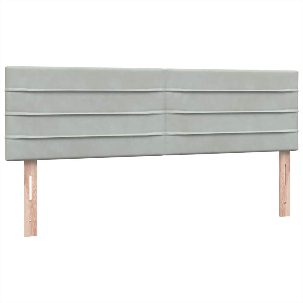 Világosszürke bársony rugós és LED-es ágy matraccal 160x220 cm 8