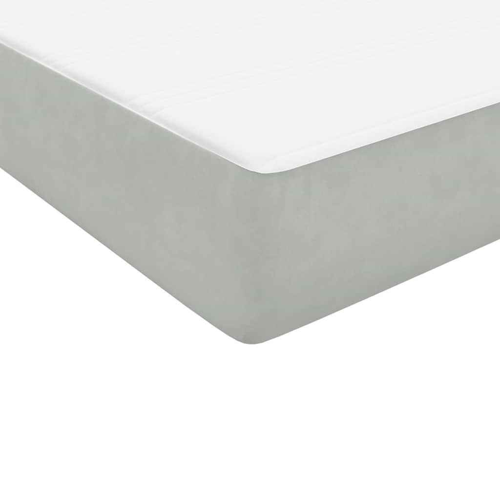 Világosszürke bársony rugós és LED-es ágy matraccal 160x220 cm 10