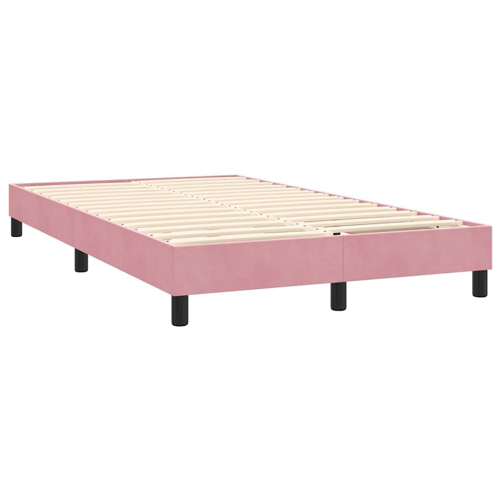 Rózsaszín bársony rugós és LED-es ágy matraccal 160x210 cm 6