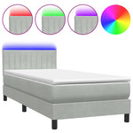 Világosszürke bársony rugós és LED-es ágy matraccal 90x220 cm 2