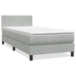 Világosszürke bársony rugós és LED-es ágy matraccal 90x220 cm 3