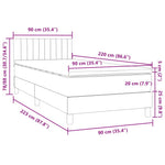 Világosszürke bársony rugós és LED-es ágy matraccal 90x220 cm 16