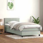 Világosszürke bársony rugós és LED-es ágy matraccal 90x220 cm 4