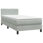 Világosszürke bársony rugós és LED-es ágy matraccal 90x220 cm 5