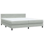 Világosszürke bársony rugós és LED-es ágy matraccal 200x220 cm 5