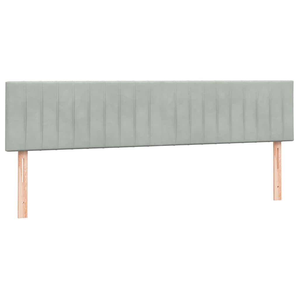 Világosszürke bársony rugós és LED-es ágy matraccal 200x220 cm 7