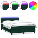 Sötétzöld bársony rugós és LED-es ágy matraccal 160x220 cm 2