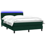 Sötétzöld bársony rugós és LED-es ágy matraccal 160x220 cm 3