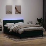Sötétzöld bársony rugós és LED-es ágy matraccal 160x220 cm 4