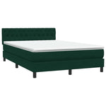 Sötétzöld bársony rugós és LED-es ágy matraccal 160x220 cm 5