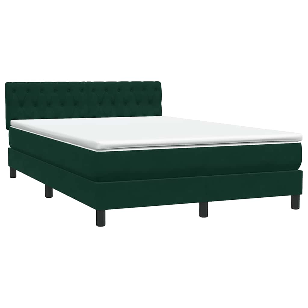 Sötétzöld bársony rugós és LED-es ágy matraccal 160x220 cm 5
